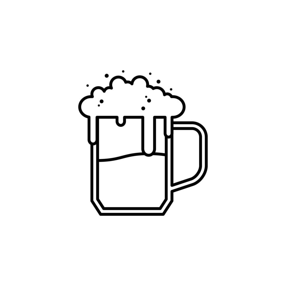 glass mug icon with soda and foam on white background. simple, line, silhouette and clean style. black and white. suitable for symbol, sign, icon or logo vector