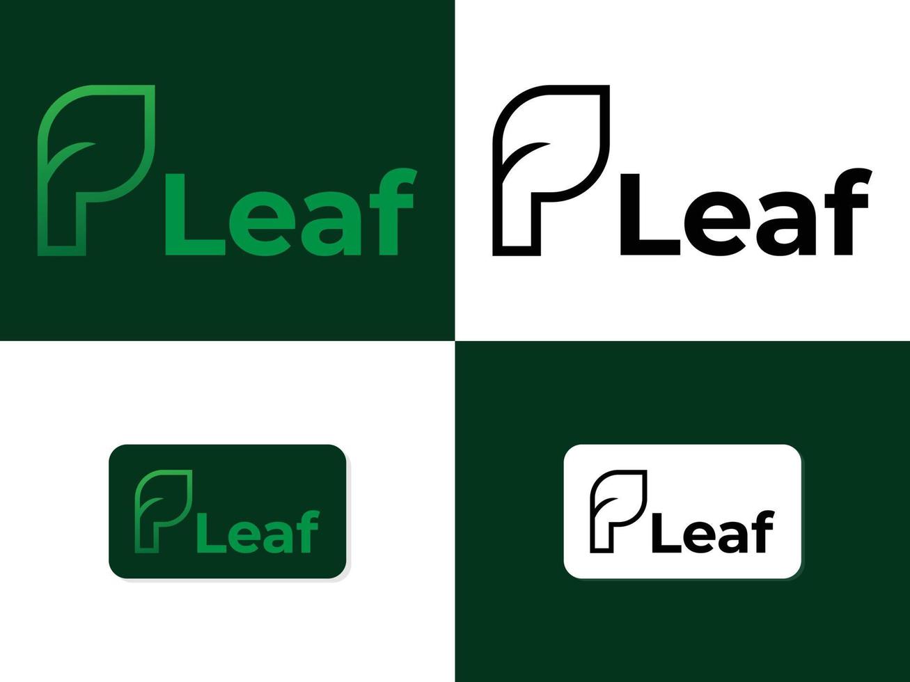 letter p and leaf logo vector