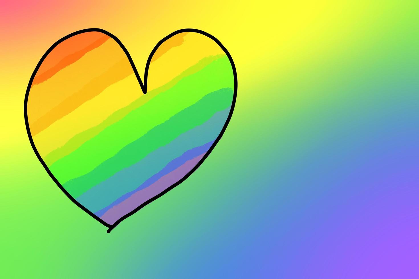 Rainbow art drawing in stripes and heart, background, lgbtqai comcept photo