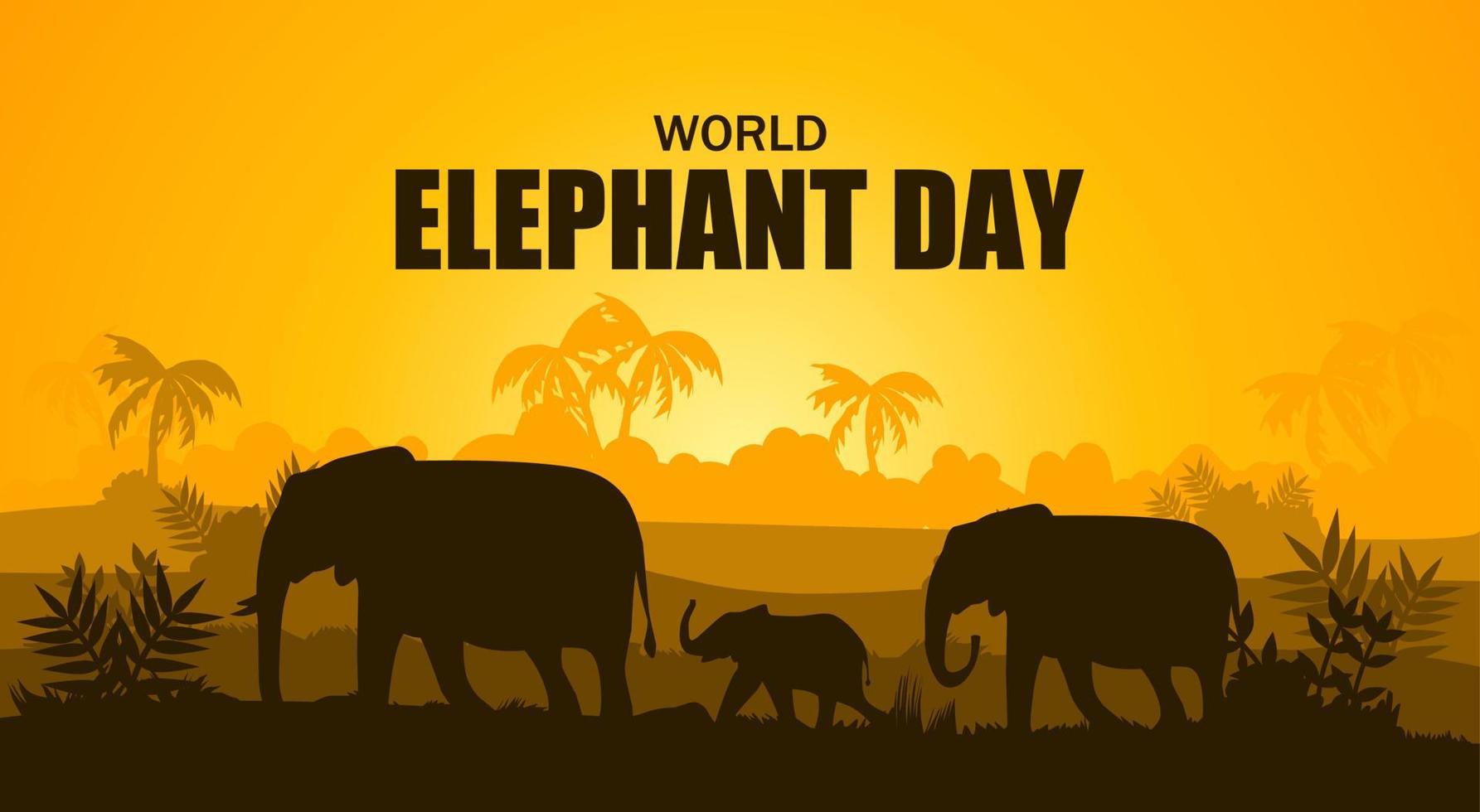 World Elephant Day vector illustration. Suitable for Poster, Banners, campaign and greeting card.