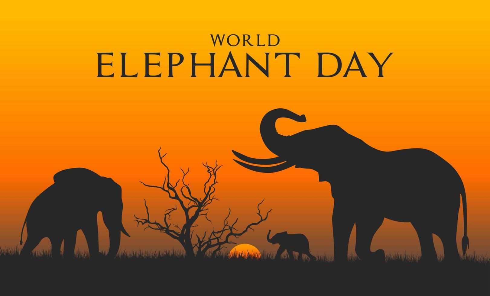 World Elephant Day vector illustration. Suitable for Poster, Banners, campaign and greeting card.