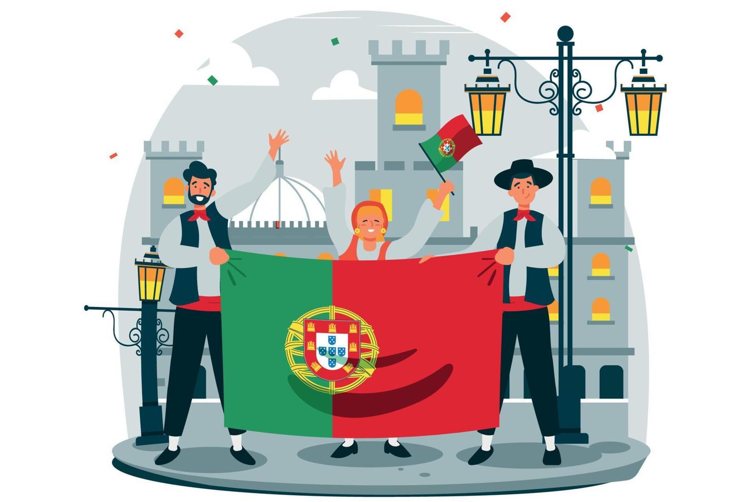 celebrando la ilustración plana del día de portugal vector