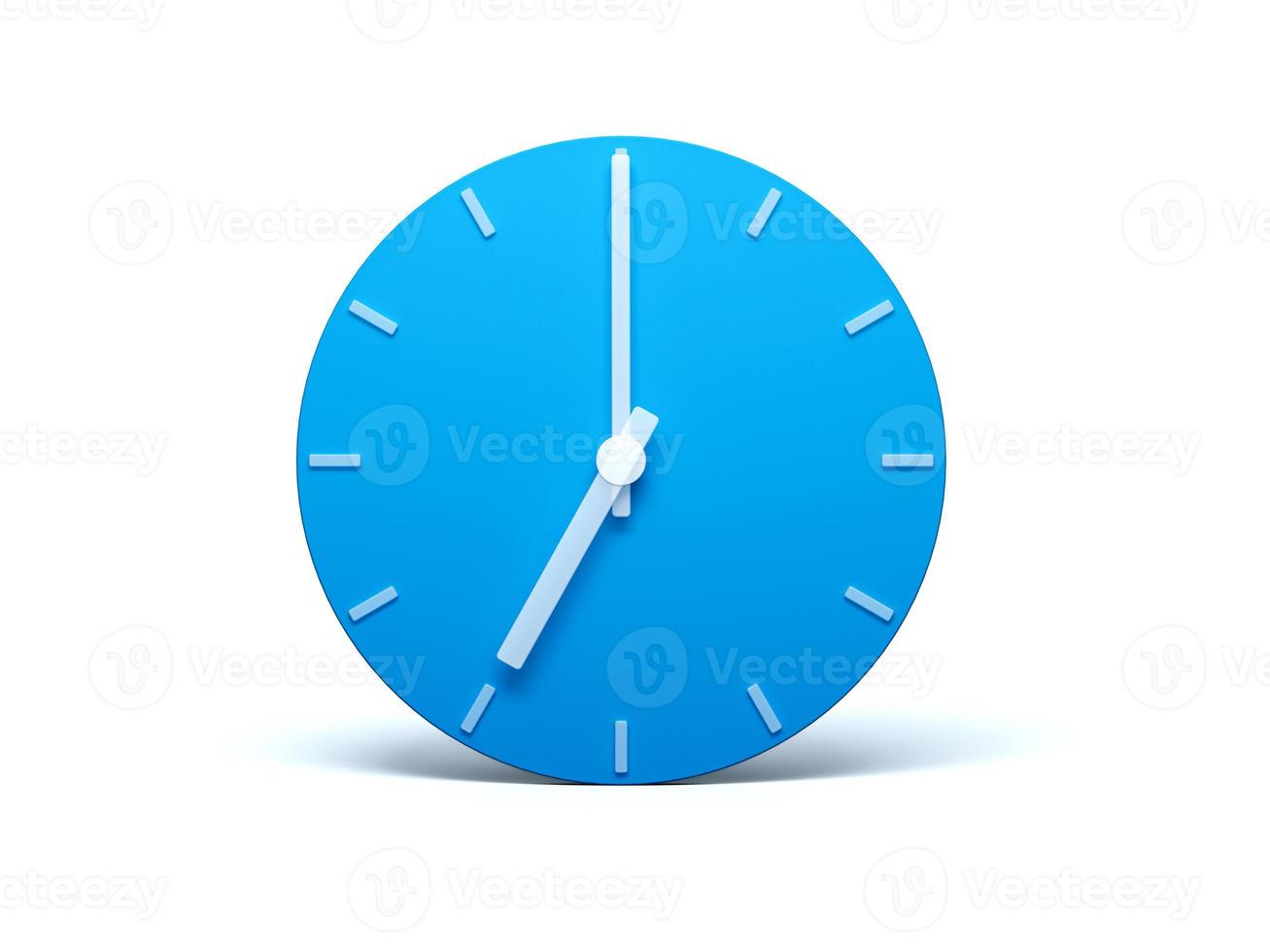 Blue wall Clock on isolated white background with Shadow 3d Illustration. 7 O'clock photo