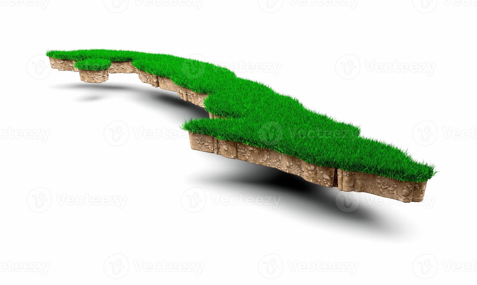 Cuba Map soil land geology cross section with green grass and Rock ground texture 3d illustration photo