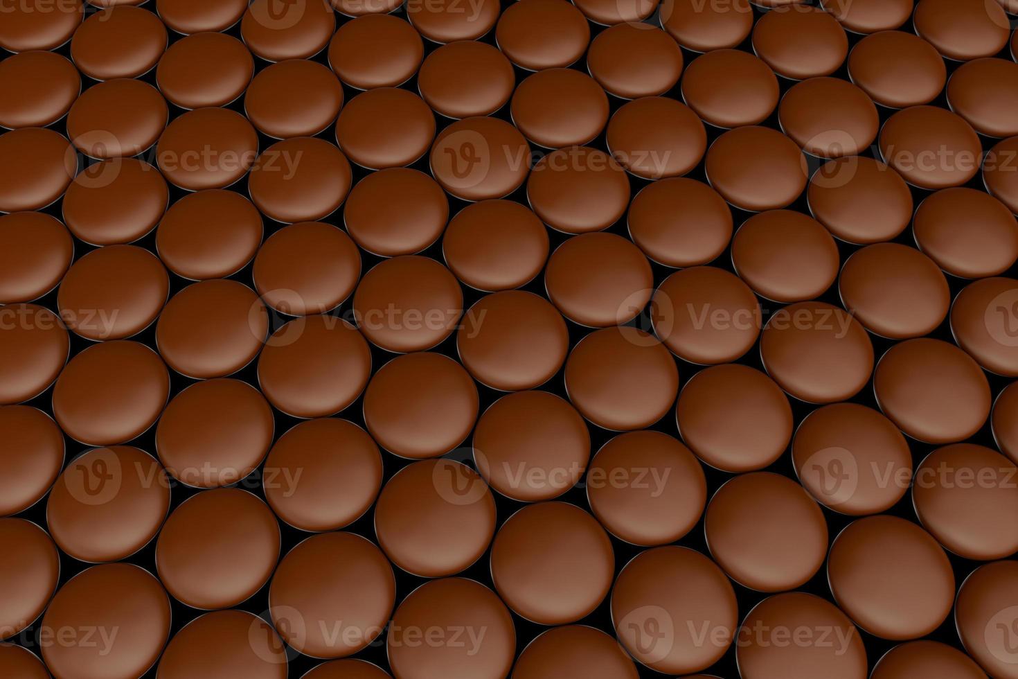 Brown sugar coated chocolate candy Pattern 3d illustration photo