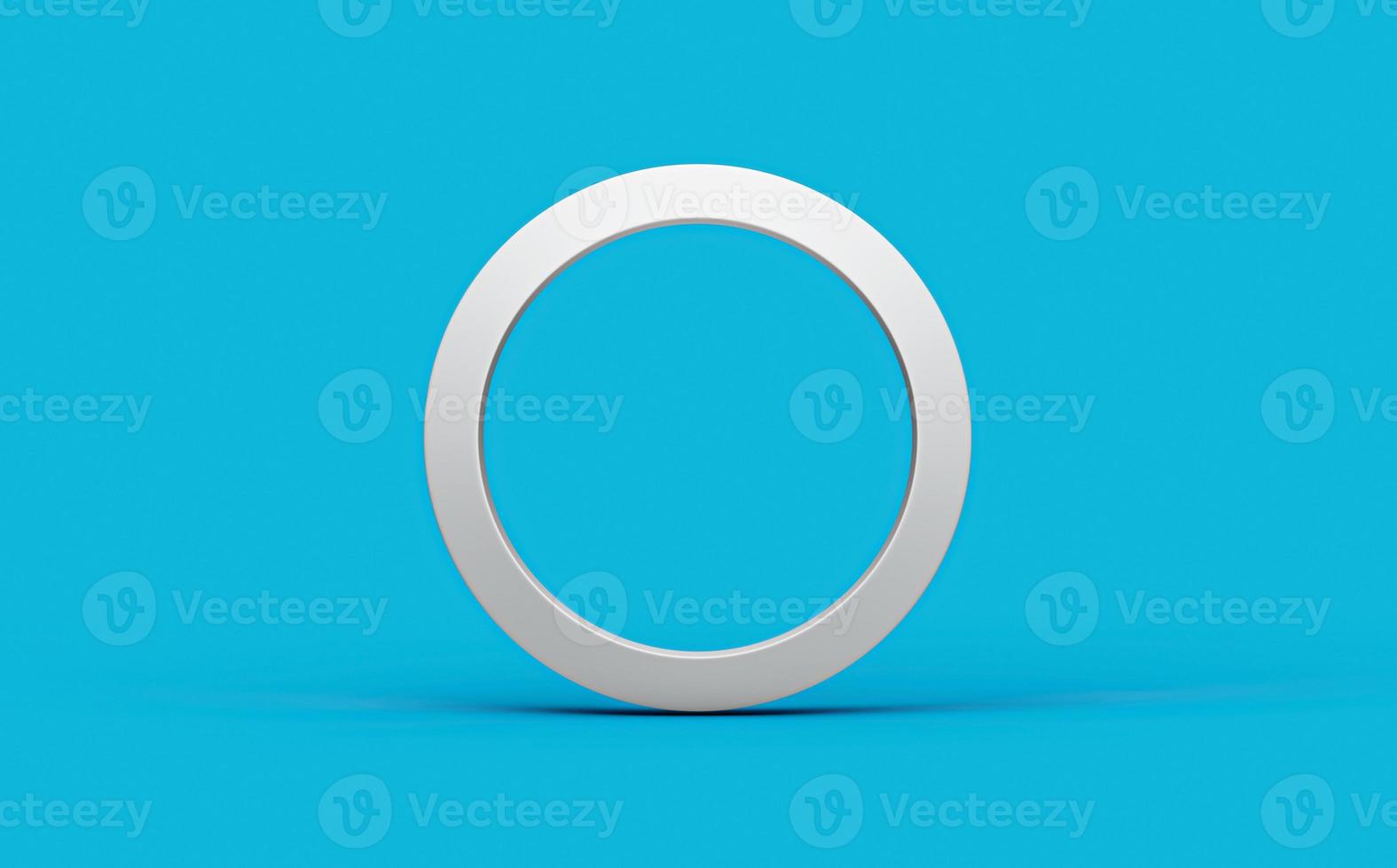White ring isolated on Blue background Abstract white geometric shapes 3d illustration photo