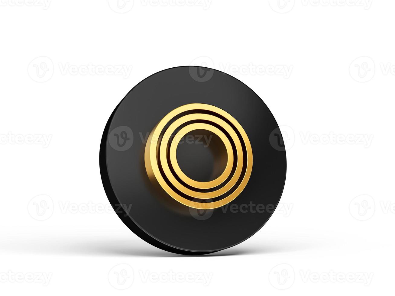 Royal Gold Modern Font. Elite 3D Alphabet Letter O on Black 3d button icon 3d Illustration photo