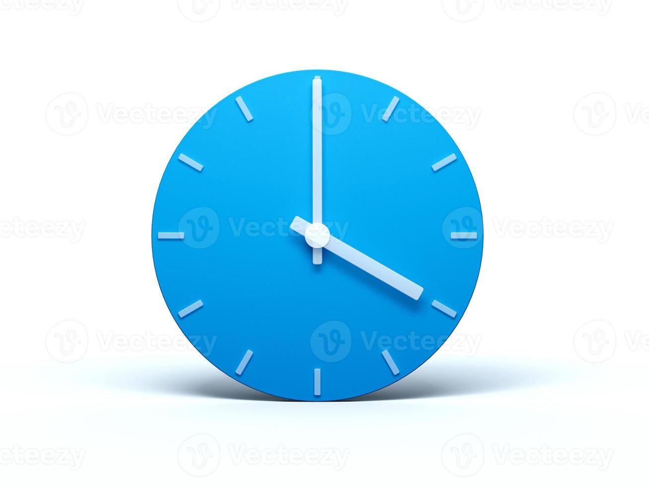 Blue wall Clock on isolated white background with Shadow 3d Illustration. 4 O'clock photo