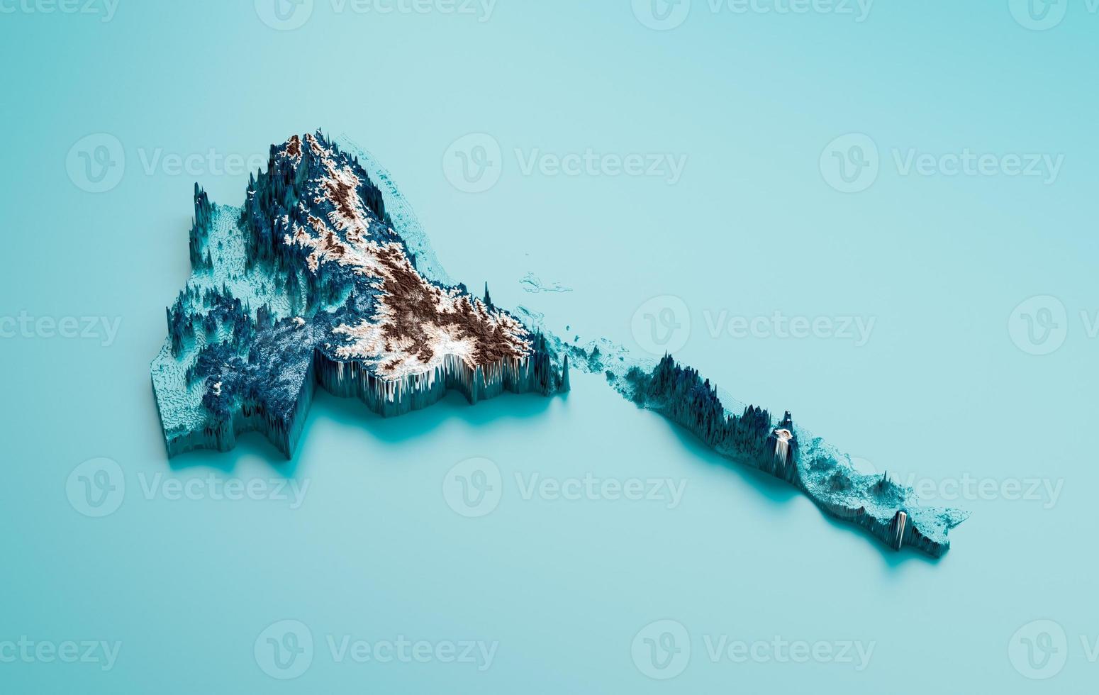 Topographic Eritrea Map Hypsometric Elevation tint Spectral Shaded relief map 3d illustration photo