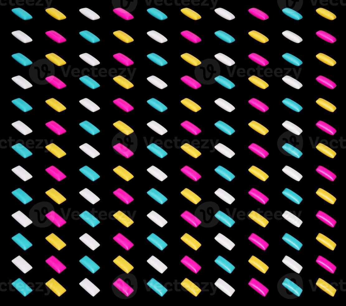Gum Seamless Pattern on black background colorful bubblegum 3d illustration photo