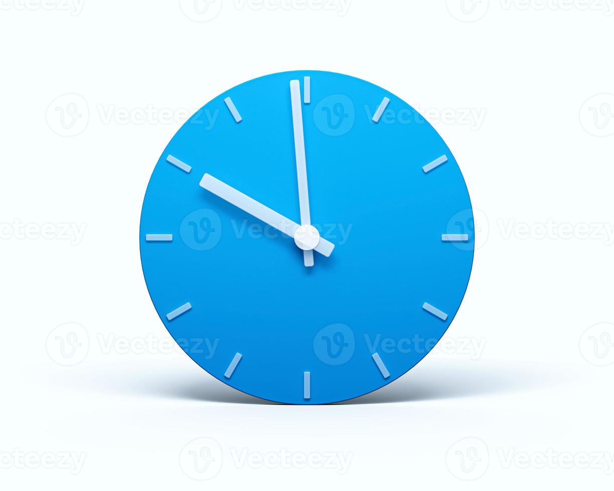 Blue wall Clock on isolated white background with Shadow 3d Illustration. 10 O'clock photo