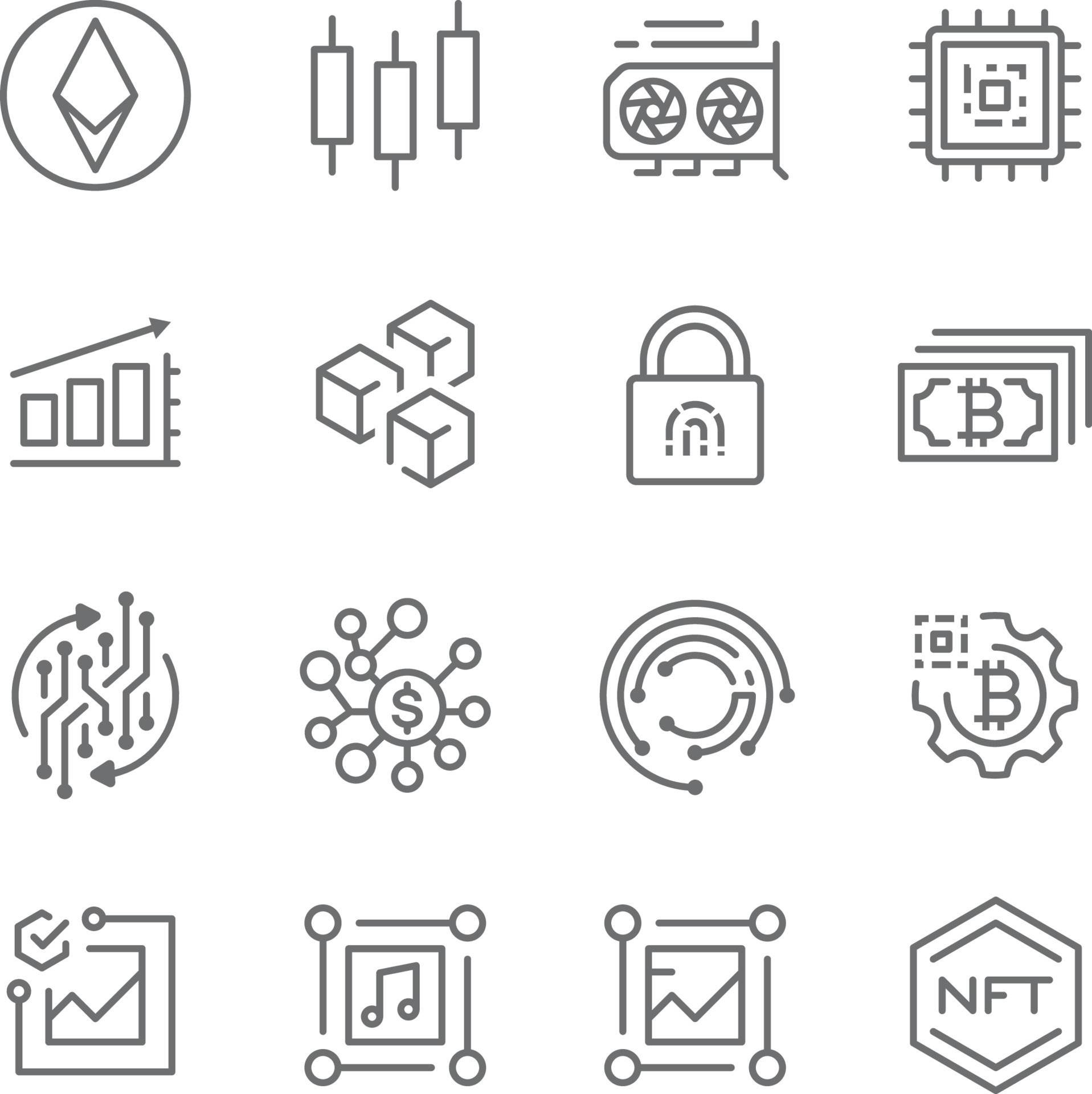 Crypto icon pack for apps, blog and social media 10493338 Vector Art at ...