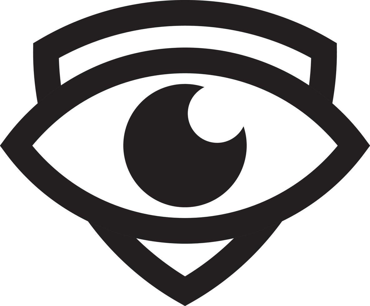 A simple icon of an eye on top of a shield vector