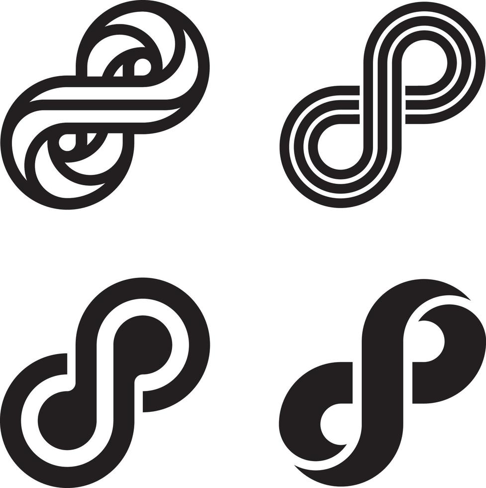 Set of infinity symbols in different styles vector