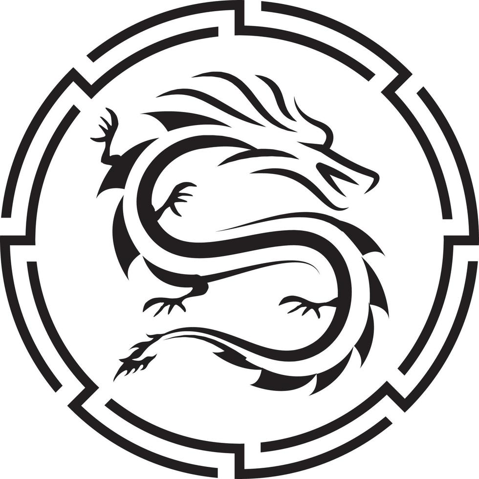 A circle Chinese dragon insignia vector