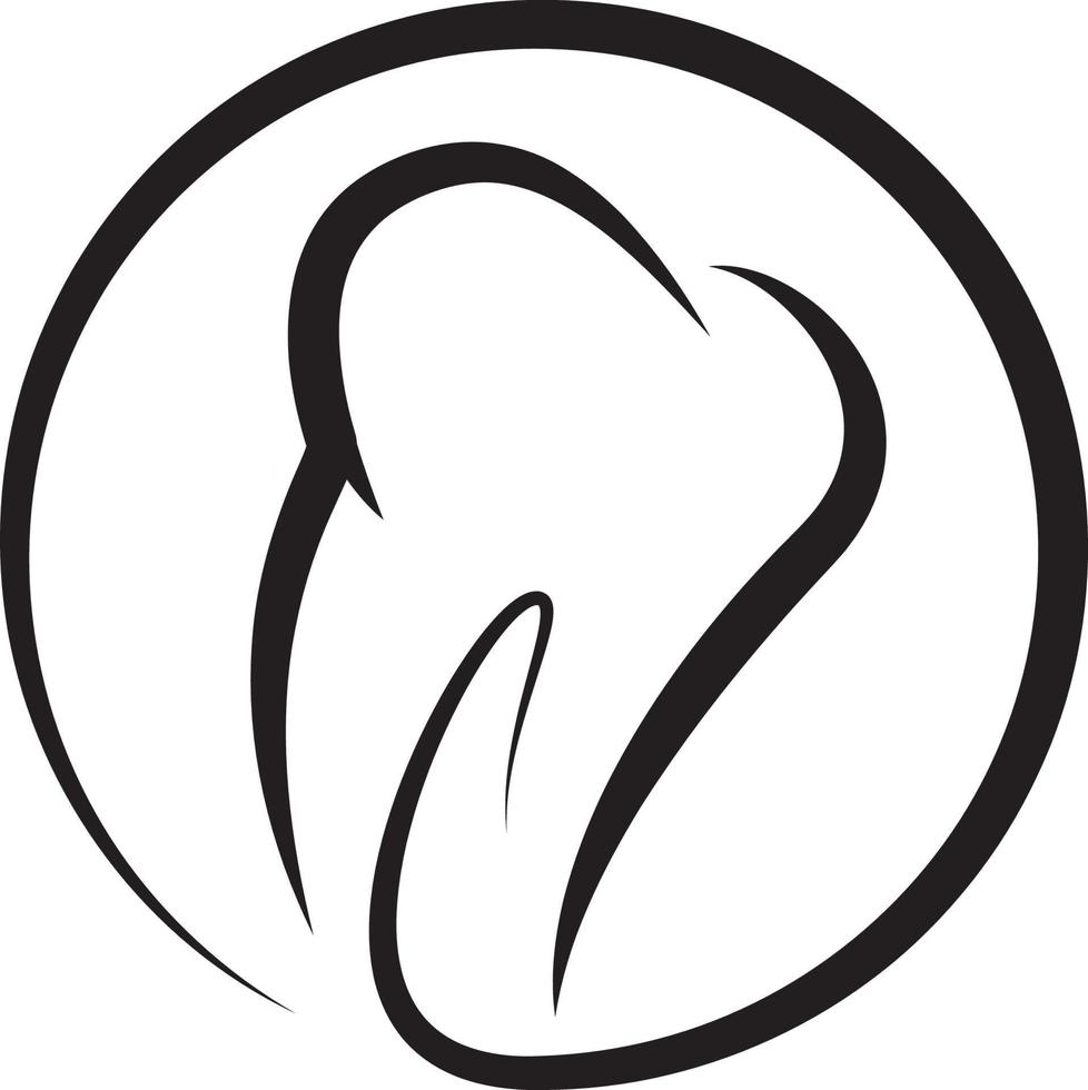 Thin lines drawing of tooth in black and white vector