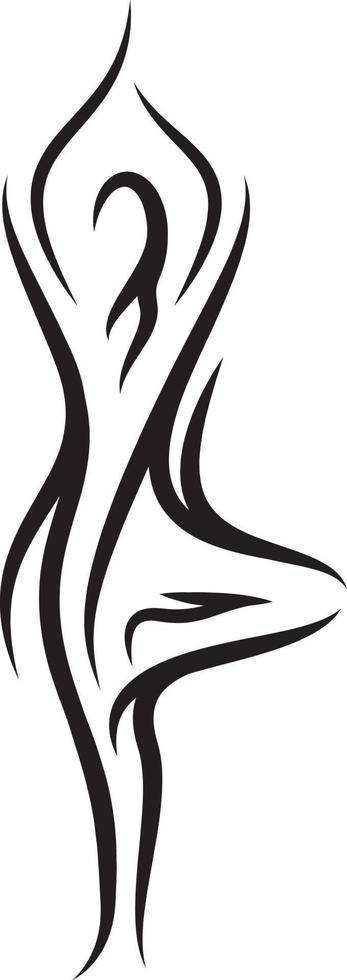 An abstract of a female person performing a yoga tree pose vector