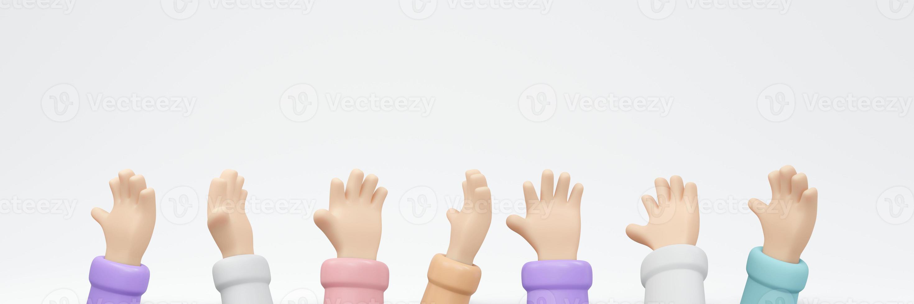 3D Rendering of hand rising up in the air. 3D Render illustration. photo