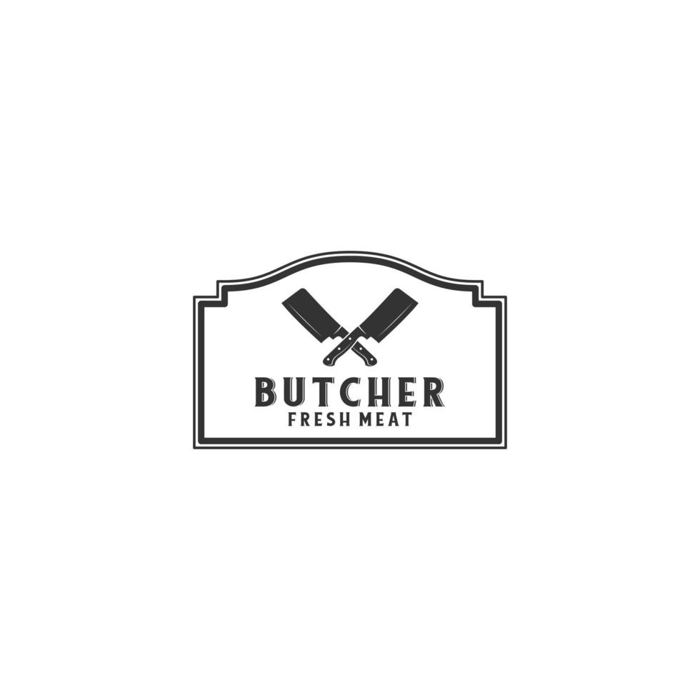 butcher logo template vector in white background