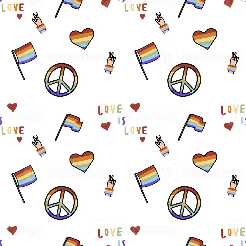 Cute seamless hand drawn watercolor lgbtq pride pattern background photo