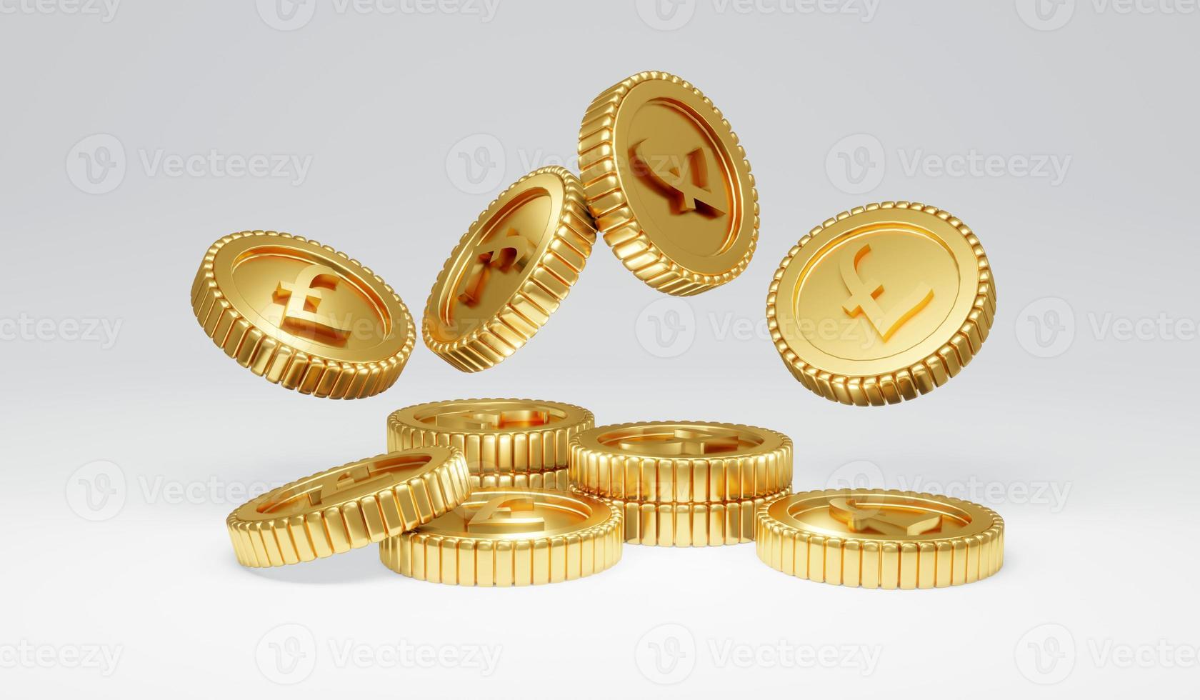 3D Rendering of golden coin pound background concept of wealthy. 3D Render illustration cartoon style. photo
