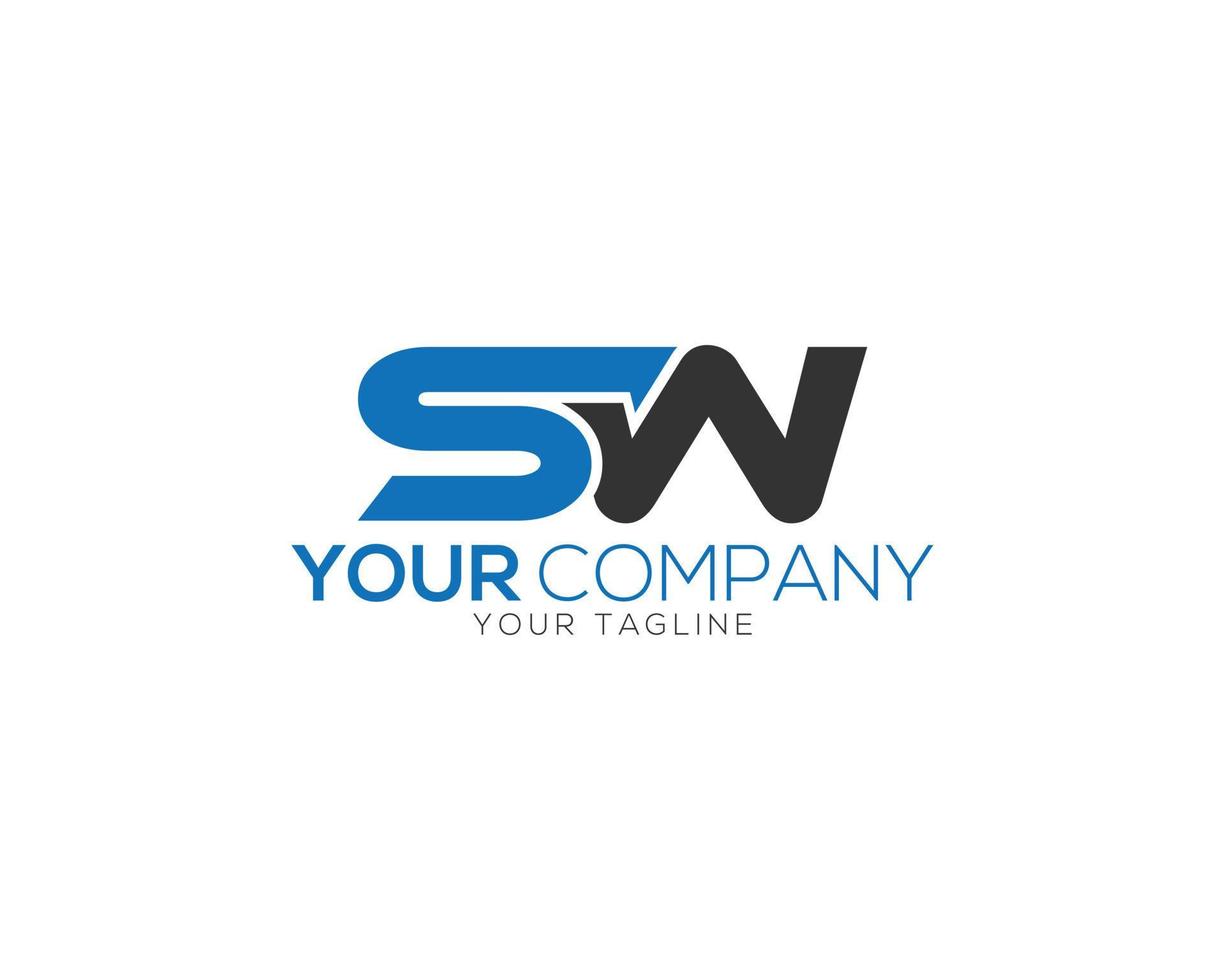 Flat Modern SW Letter Logo Design Concept Vector Template.