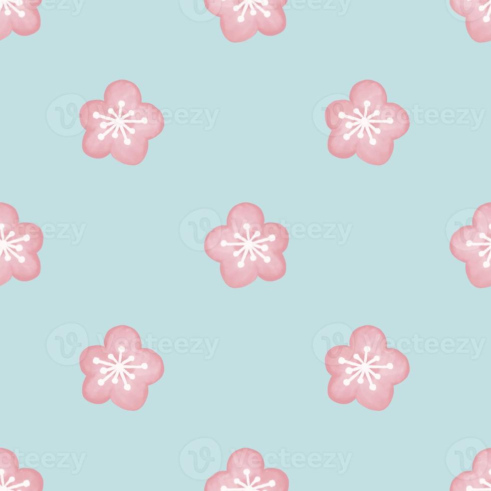 Cute seamless hand drawn watercolor Japanese sakura pattern background photo