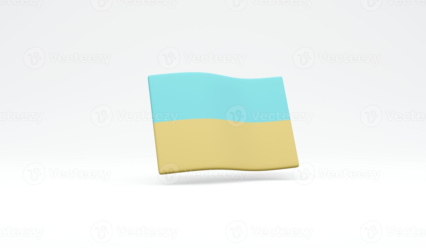 3D Rendering of Ukraine flag  isolated on white background concept of Ukraine national day. 3D Render illustration cartoon style. photo