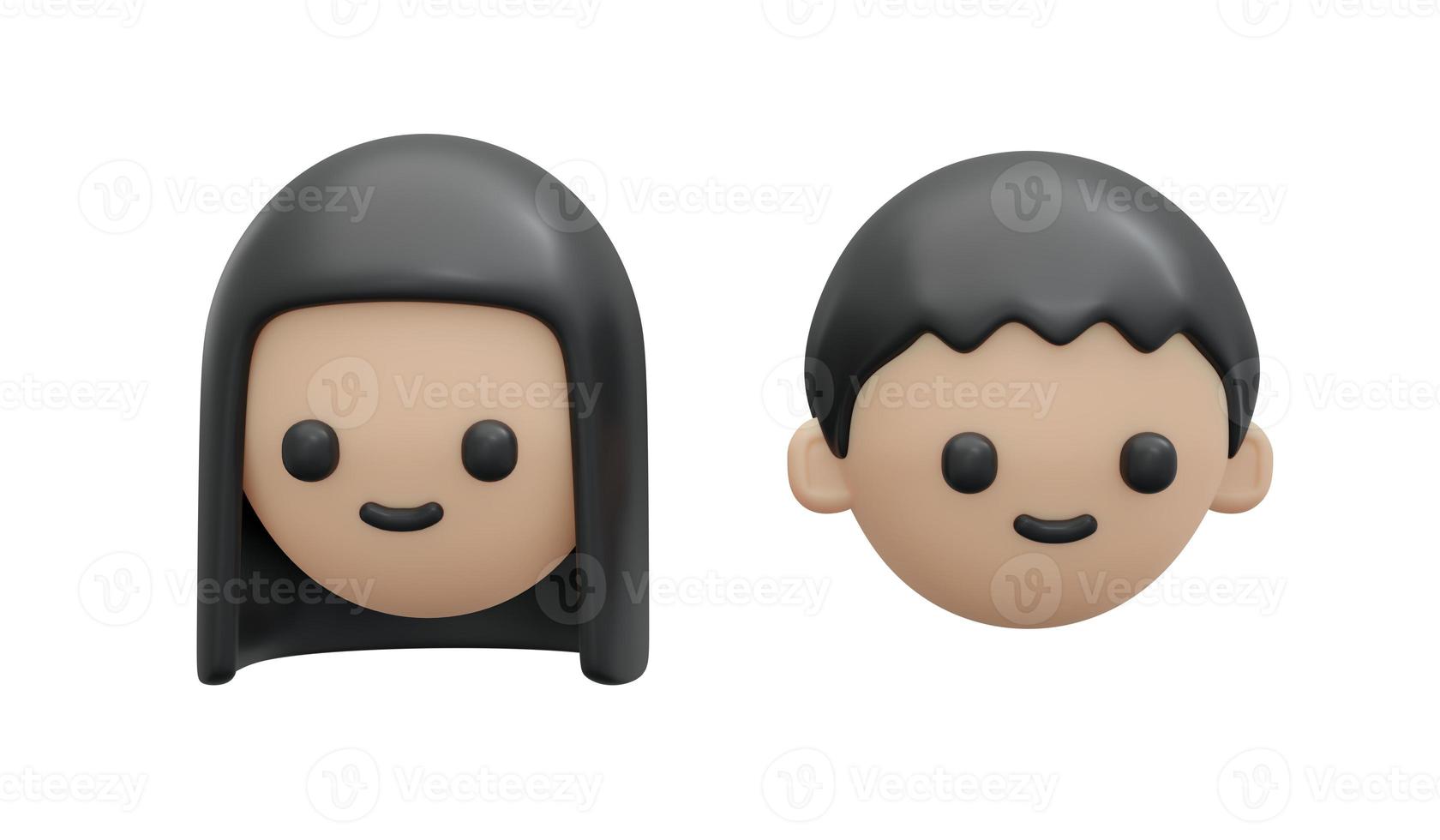 3D Rendering of boy and girl icon isolate on white background. 3D Render illustration cartoon style. photo