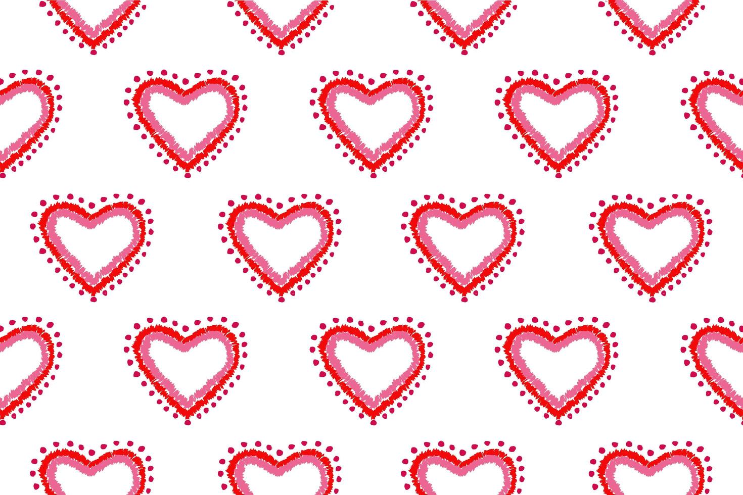 pattern of freehand sketch shape heart, colorful red pink color design elements isolated on white background, symbol love Valentine Day, textile Fabric photo
