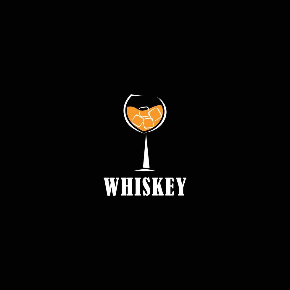 logo of a glass of whiskey and ice vector