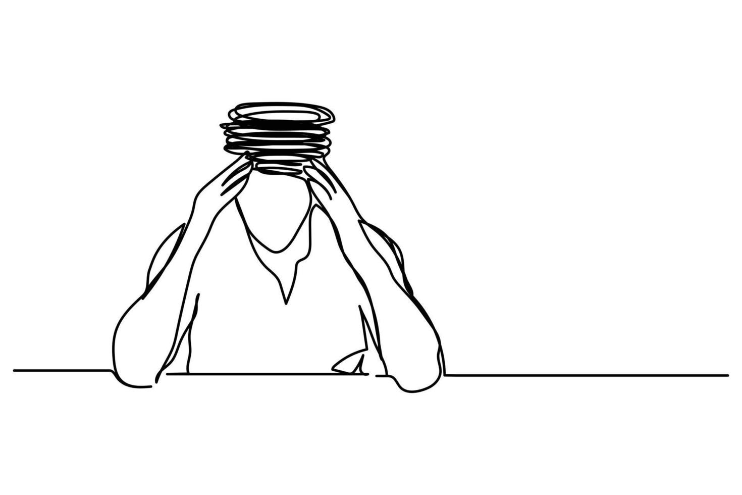 vector illustration of single continuous line dizziness, stress