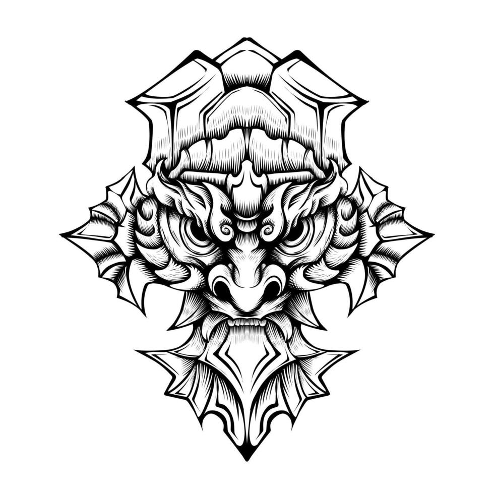 vector oni mask line art illustration Free Vector