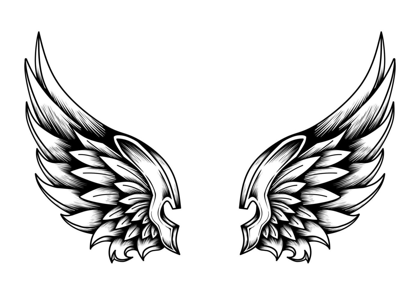 Tribal angel wings tattoo illustration vector