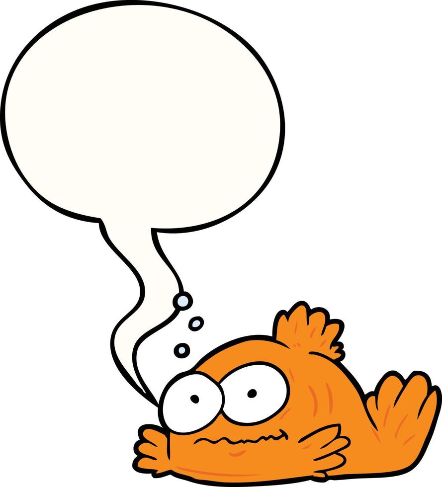 funny cartoon goldfish and speech bubble vector