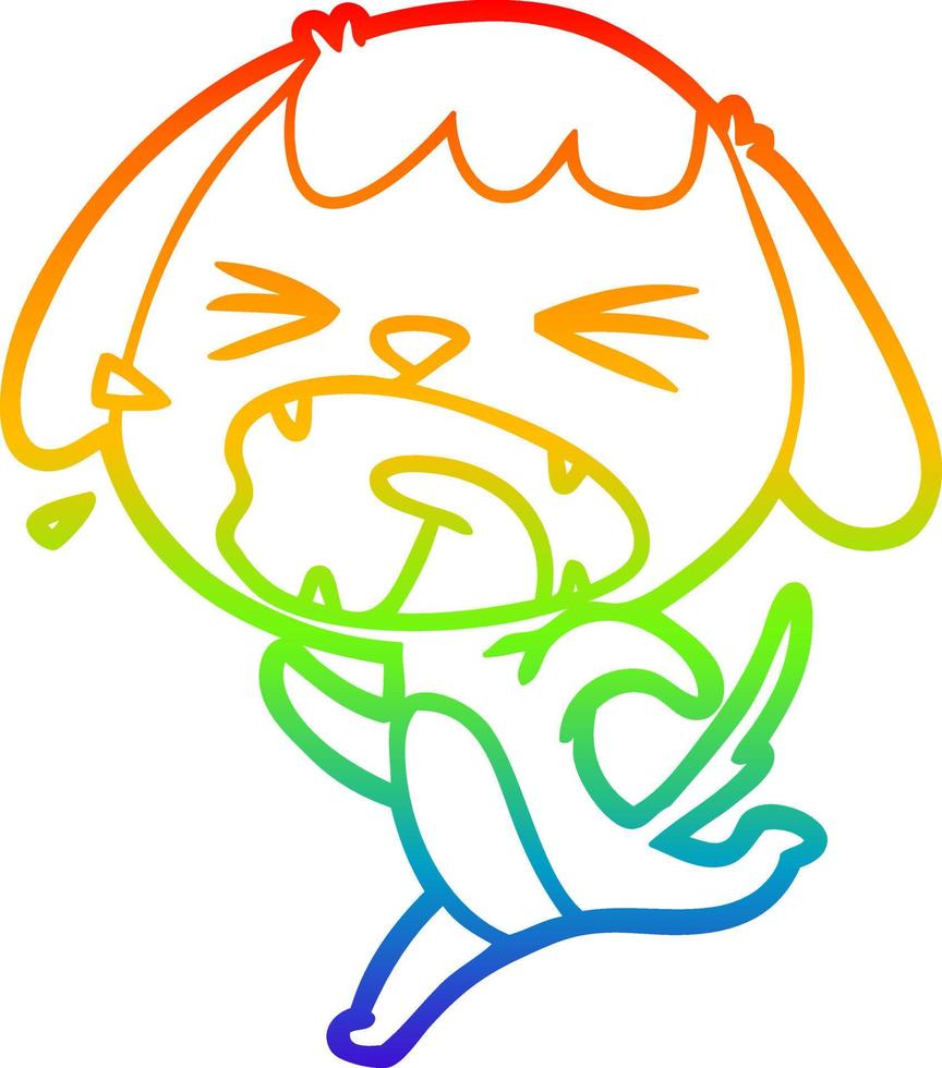 rainbow gradient line drawing cute cartoon dog barking vector