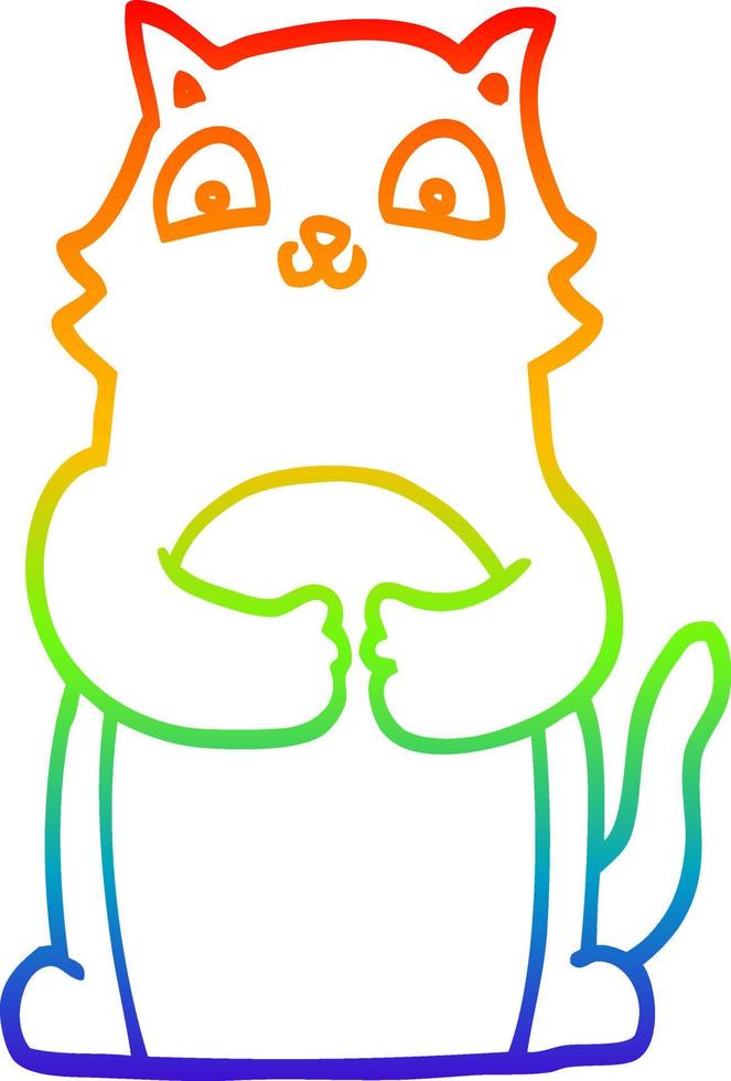 rainbow gradient line drawing cartoon cat vector