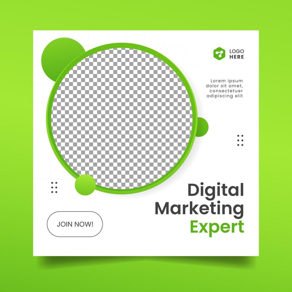 folleto de marketing digital verde o banner de redes sociales vector