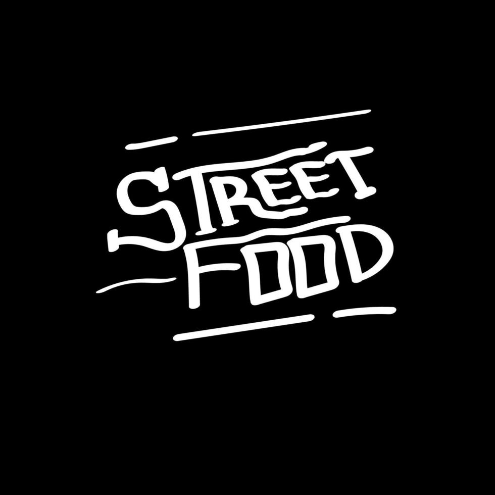 Street Food Chalk Handwriting Typography for Restaurant Cafe Bar logo design vector