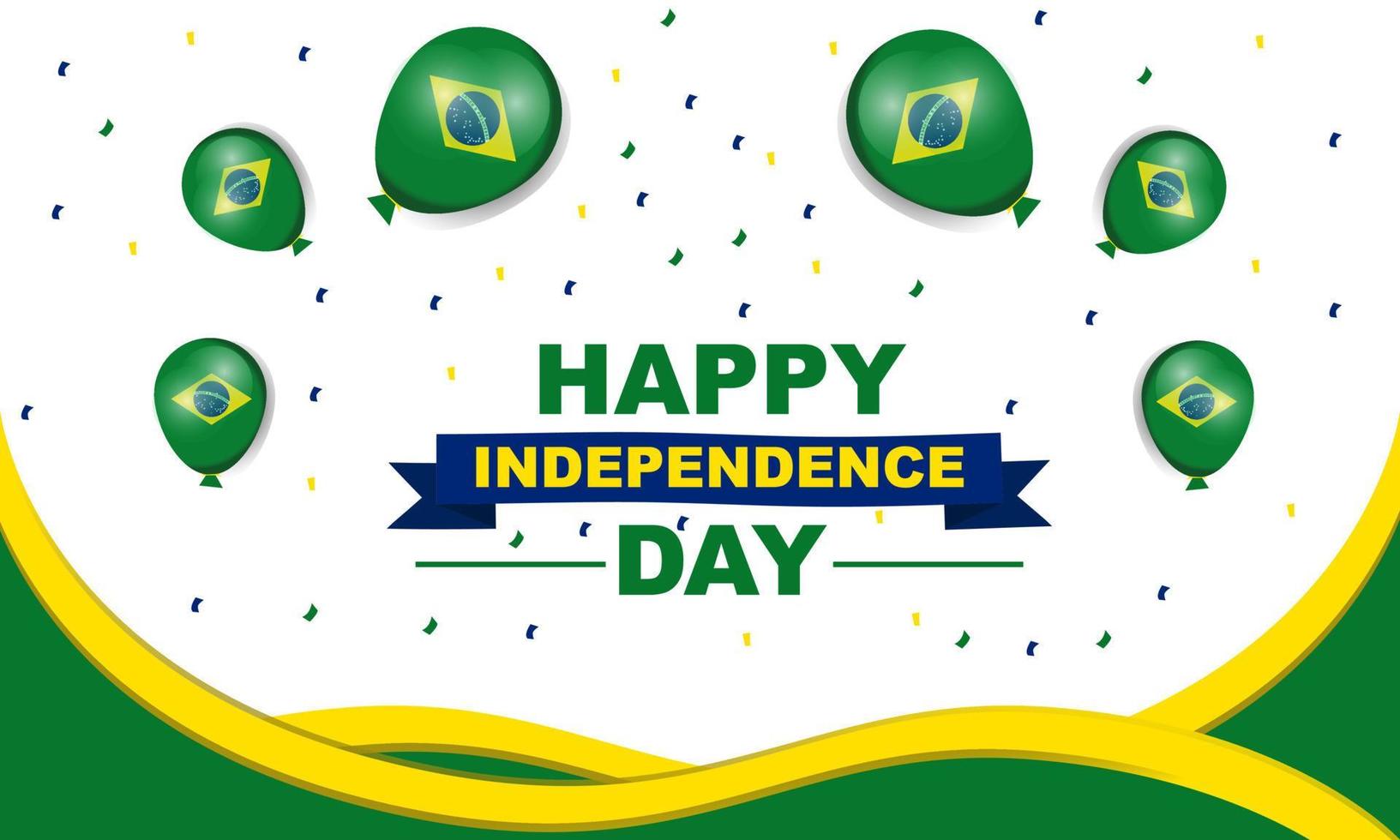 Happy independence day Brazil greeting card with ribbon, vector graphic design
