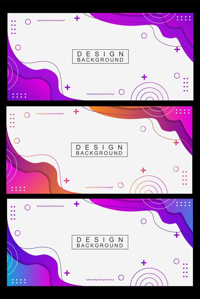 set of colorful template Banners with gradient colors. Design with liquid form, background design vector