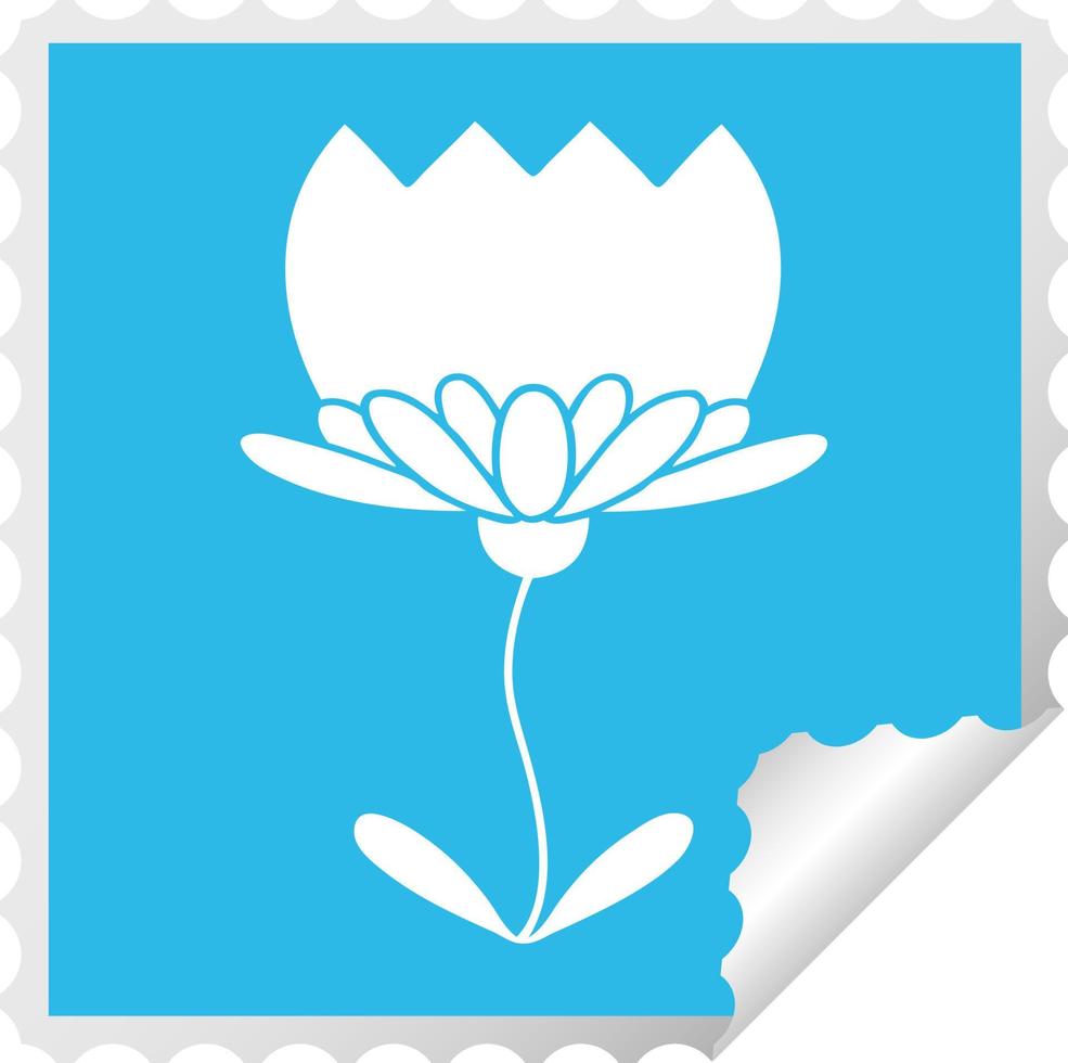 square peeling sticker cartoon flower vector