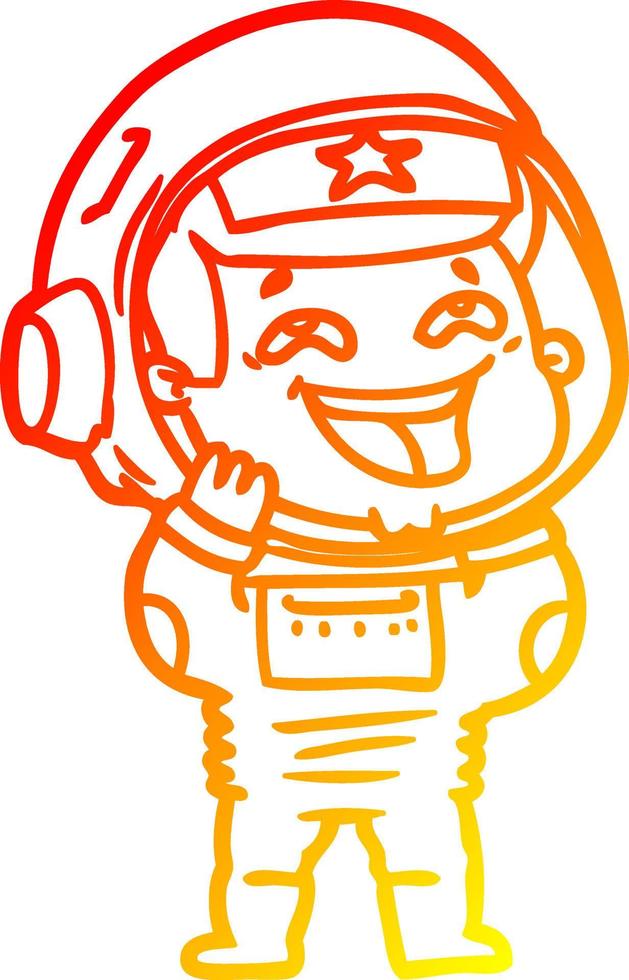 warm gradient line drawing cartoon laughing astronaut vector