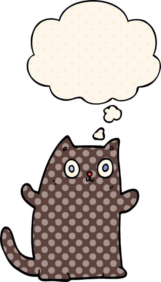 cartoon cat and thought bubble in comic book style vector