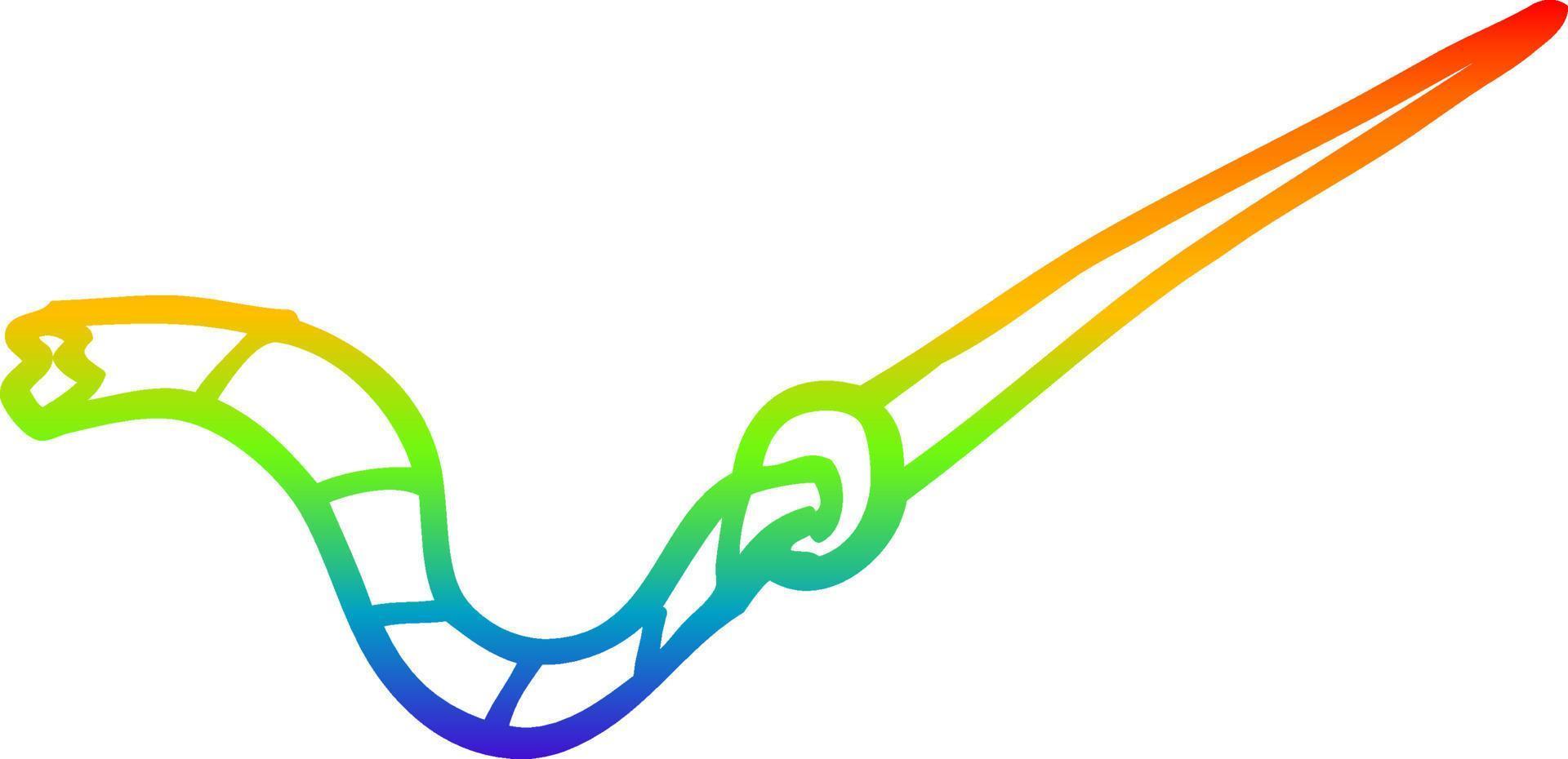 rainbow gradient line drawing cartoon needle and thread vector