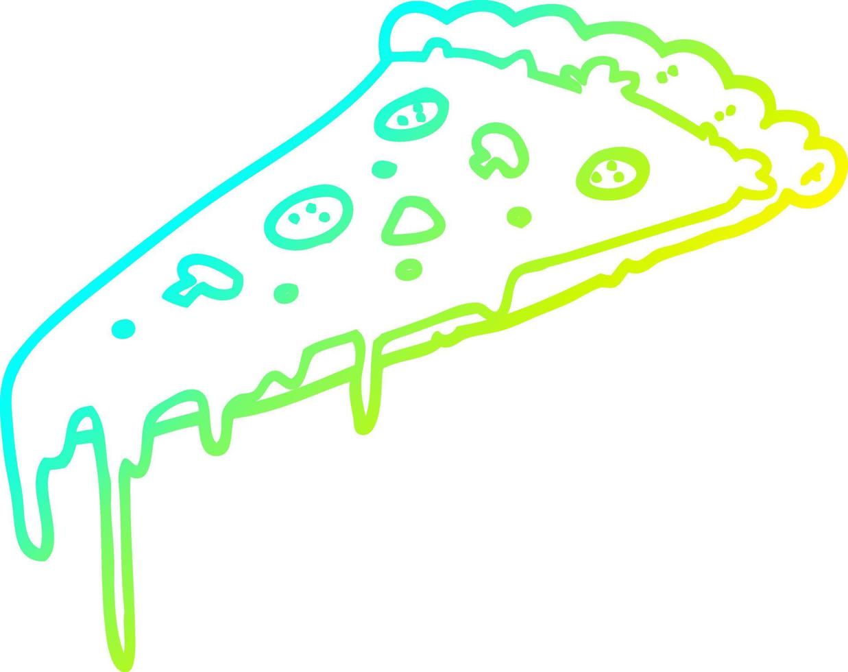 cold gradient line drawing cartoon pizza slice vector