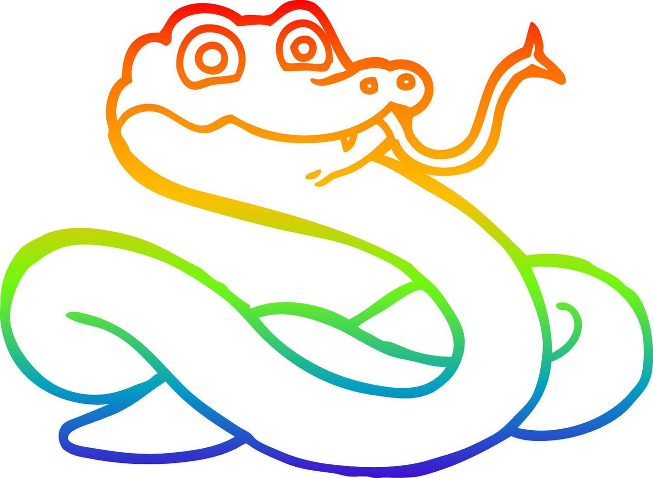 serpiente de dibujos animados de dibujo de línea de gradiente de arco iris vector