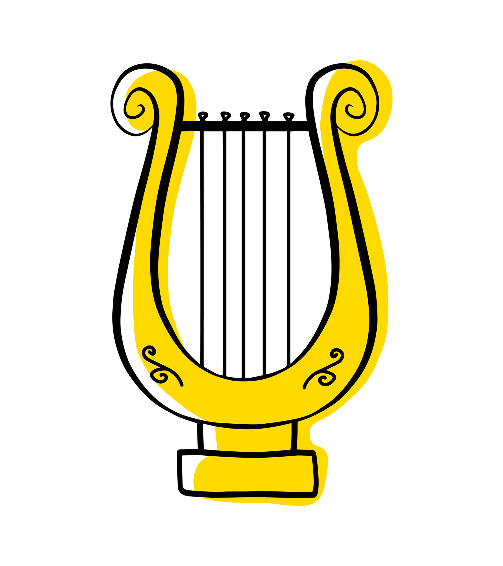 Harp outline musical instrument, vector isolated silhouette, simple