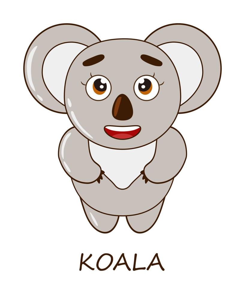 Cute doodle koala bear animal, cartoon character isolated on white background. Memory card template fir kids. vector