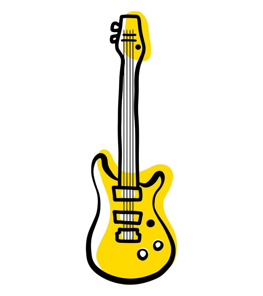 instrumento musical de contorno de guitarra, silueta vectorial aislada, icono de garabato dibujado a mano simple. vector